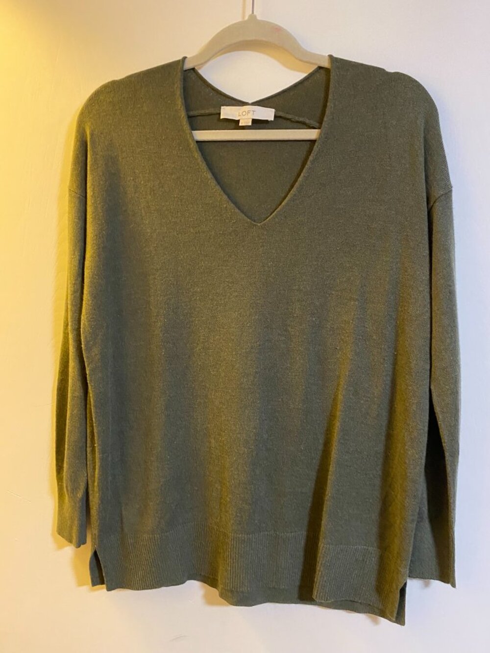 Loft Olive Green V-Neck Sweater